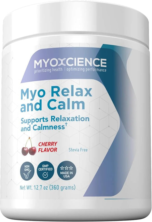 MYOXCIENCE Myo Relax & Calm | Myo-Inositol, L-Theanine, Taurine, Magnesium & GABA | Supports Sleep, Neurotransmitter, and Hormone Support (Cherry Flavor) (60 Servings)