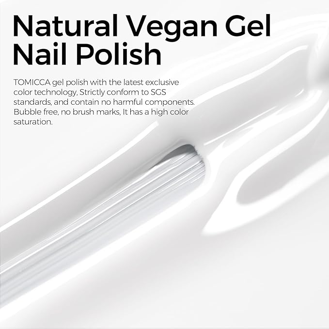 TOMICCA White Gel Nail Polish, 15ml for French Tip Manicure and Nail Art, Soak Off UV Polish