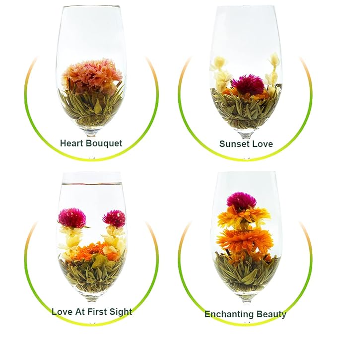 TEARELAE Blooming Tea Flowers - 12pcs Individually Sealed Flowering Balls - Hand-Tied Natural Green Tea Leaves & Edible Flowers - Gifts For Lovers (Pack of 2)