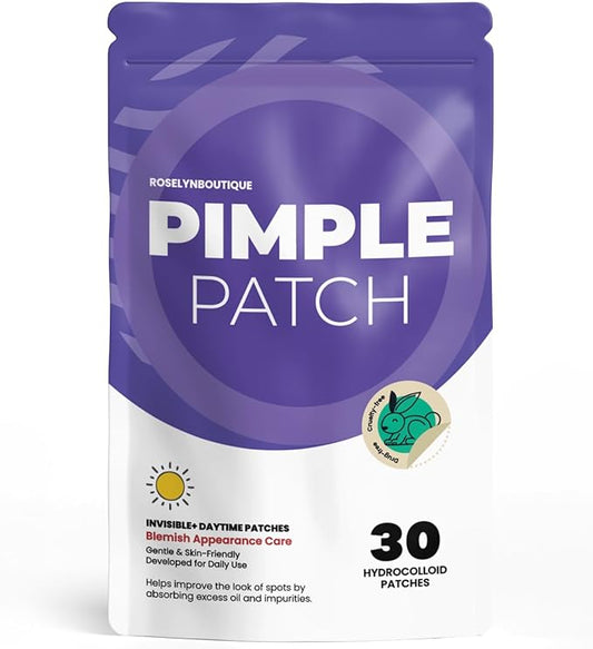 ROSELYNBOUTIQUE Pimple Patches for Face - Daytime Invisible+ Hydrocolloid Acne Patches For Zits Blemishes Pore Strips - Vegan Cruelty-Free Skincare Products Skin-Friendly (30 UltraThin 0.1mm)