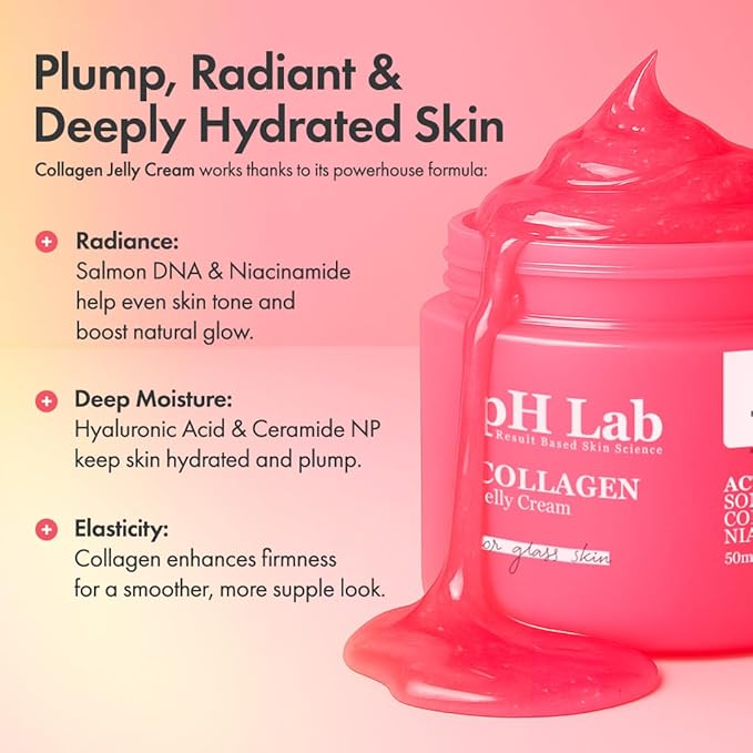 Collagen Jelly Cream, Boosts Skin Elasticity, Provides Glowing, Hydrating and Plump with Salmon DNA, 1.69 Fl Oz