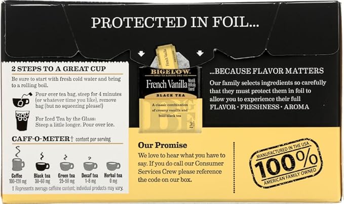 Bigelow French Vanilla Tea 1.28 OZ(Pack of 4)4