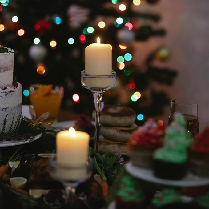 Set of 20 Ivory Pillar Candles,Dripless and Smokeless Dinner Candle, 2x4” Pillar Candles for Parties Weddings,Spa,Home Décor,Parties and Special Occasions.