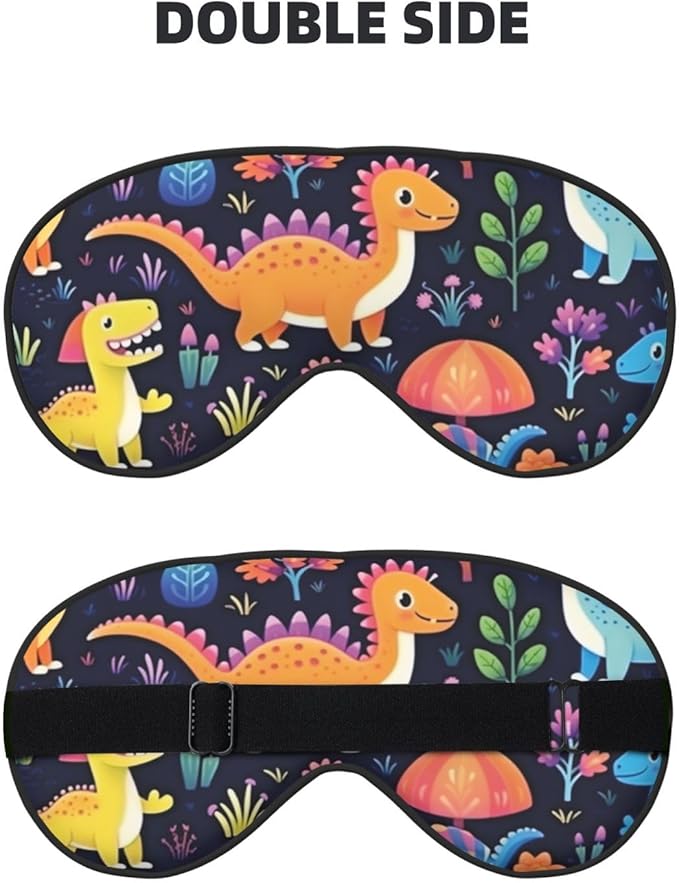 Sleep Eye Mask Cute Dinosaur Jungle Floral Sleep Mask for Women Men Comfortable Eye Mask with Adjustable Strap Soft Eye Cover Blindfold for Travel Yoga Nap Shift Work