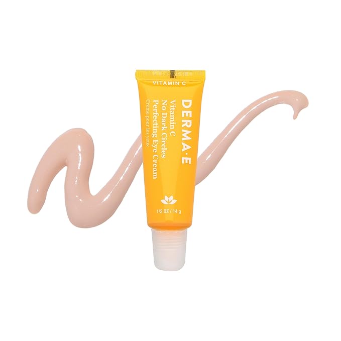 Derma E Vitamin C No Dark Circles Perfecting Eye Cream, 0.5 Oz, Color Correcting Vitamin C Eye Cream with Turmeric and Caffeine for Fine Lines and Undereye Puffiness
