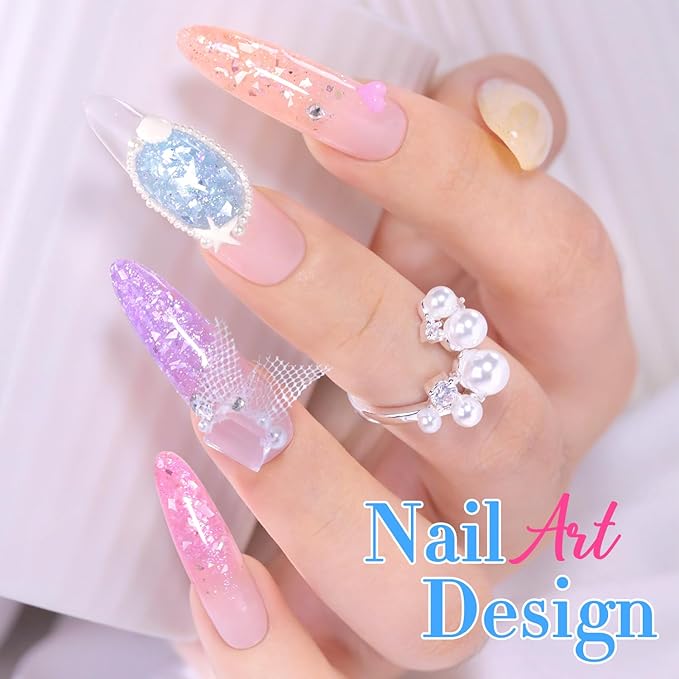 Double Rhythm 0.5 Oz Glitter Gel Polish Set of 6 Color with Display Borad 15 ml Full Size Kit Shimmer Reflective Sparkle Soak Off Manicure Salon DIY at Home (Silver Pink Yellow-T6-54)