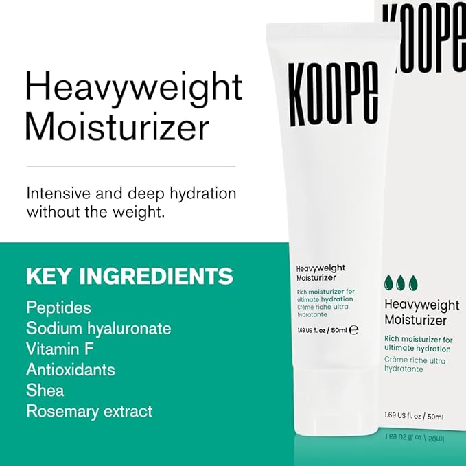 Koope Heavyweight Face Cream, Moisturizer For Dry Skin, Strengthen Skin Barrier with Peptides, Ceramides, Hyaluronic Acid, Rosemary Extract, Free of Parabens, Sulphates & Fragrances, Vegan, 1.69 FL OZ