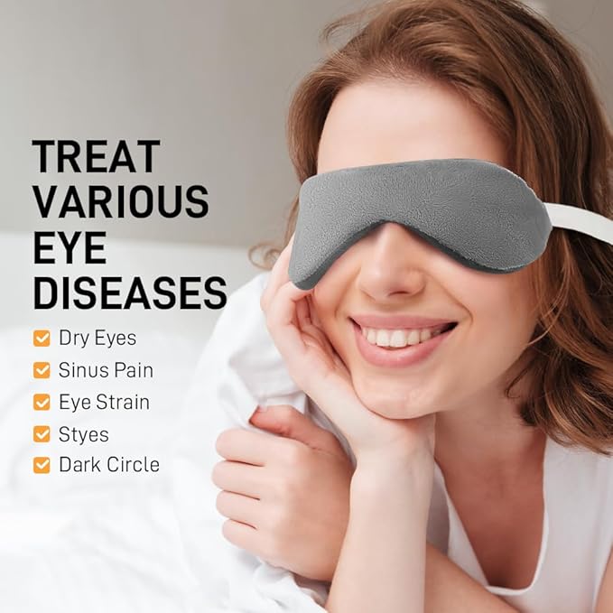 Heated Eye Mask, Microwaveble Moist Heat Eye Compress Warm Eye Mask for Dry Eyes, Weighted Eye Mask for Itchy Eyes, Stye, Sleeping, Relaxation, Therapy(Grey)
