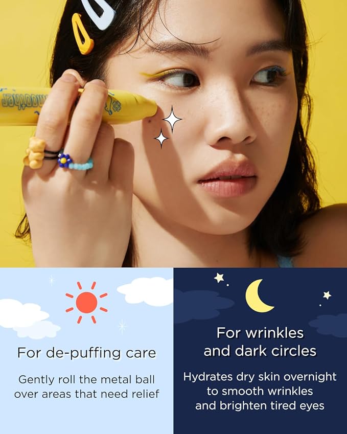 CHASIN' RABBITS Bunny Line Smoother Eye Cream Roller, 0.5 Fl Oz, Eye Serum with Surgical Steel Cooling Stick, Adenosine, Niacinamide, Dark Circles, Fine Lines, Under Eye, Vegan, Korean Skin Care