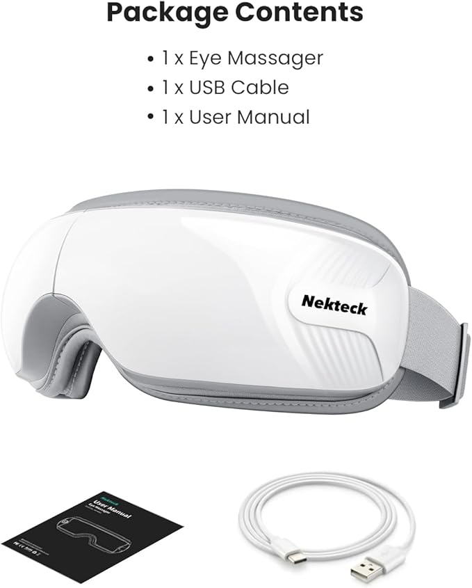 Nekteck Eye Massager with Heat, Birthday Gifts Bluetooth Eye Mask Massage for Migraine Relief, Heated Smart Migraine Massager to Reduce Strain, Dry Eyes, Sleep Relaxation, Christmas Gift for Her Him
