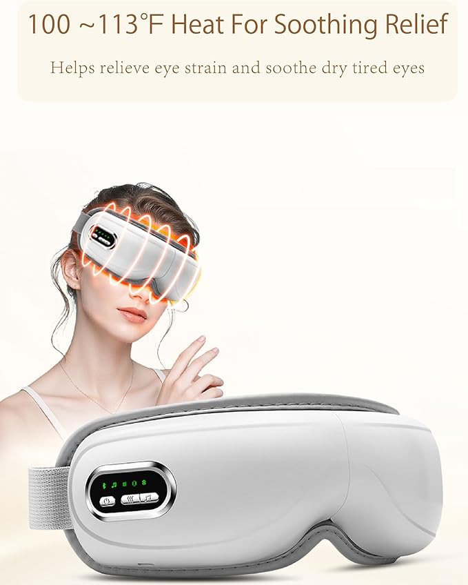 Eye Massager with Heat,Bluetooth Music Eyes Care Gift with 5 Massage Modes and 180° Folding Heated Eye Mask for Migraines Massages Eyes Muscles Gifts for Friend Loved Ones