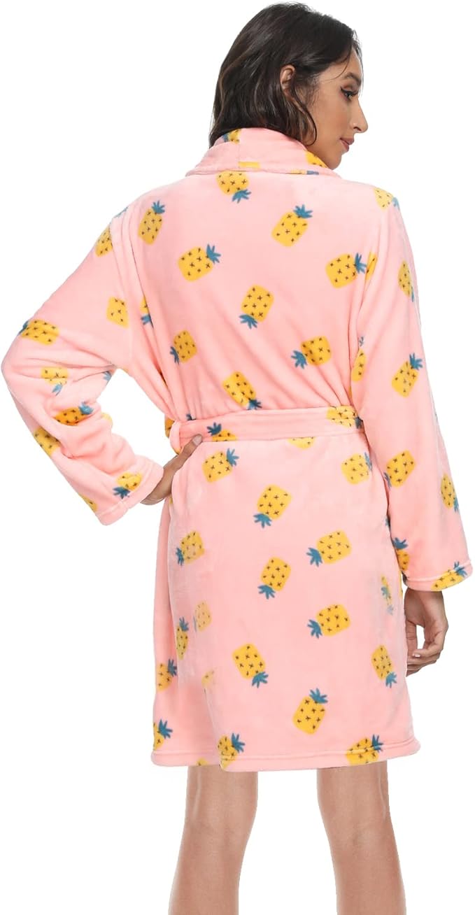 U2SKIIN Women Fleece Robe, Short Cozy Plush Robes for Womens Soft Shawl Collar Warm Spa Bathrobe