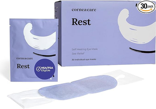 CorneaCare Rest: Self Heating Warm Compress for Dry Eyes | Heated Eye Mask for Fast Relief | No Microwave or Washcloth Needed | Travel Ready | 30 Count