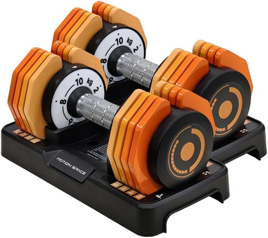 Adjustable Dumbbells Set 12.5LB/22.5LB Pair, 1-Sec Fast Adjustable 5 Weights by Turning Handle, Premium Comfort Non-slip Metal Dumbbells with Tray, Compact Size for Full Body Home Workout