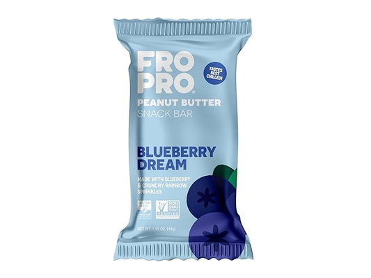 FROPRO Plant Protein Snack Bars - Plant Based Protein Bars, All-Natural, Gluten, Dairy, & Soy Free, High Protein Bars with Low Calories | Blueberry Dream, 12 Pack