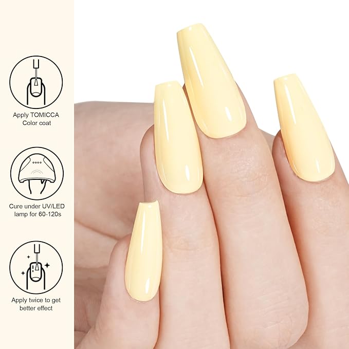 TOMICCA Yellow Gel Nail Polish15ml, Bright Yellow Nail Polish, Soak Off UV LED Macarons Gel Polish Colors, Pastel Nail Art Manicure Salon DIY for Spring Summer