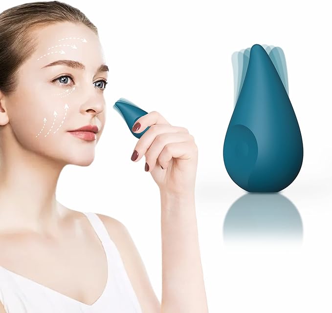 Handheld Water Drop Shape Facial & Eye Skin Care Tools - Personal Vibrating MaeDouy Mini Portable Massage Ball,for Improves Dark Circles,Eye Bags,and Fine Lines,Facial Skin Laxity and Aging-Dark Green