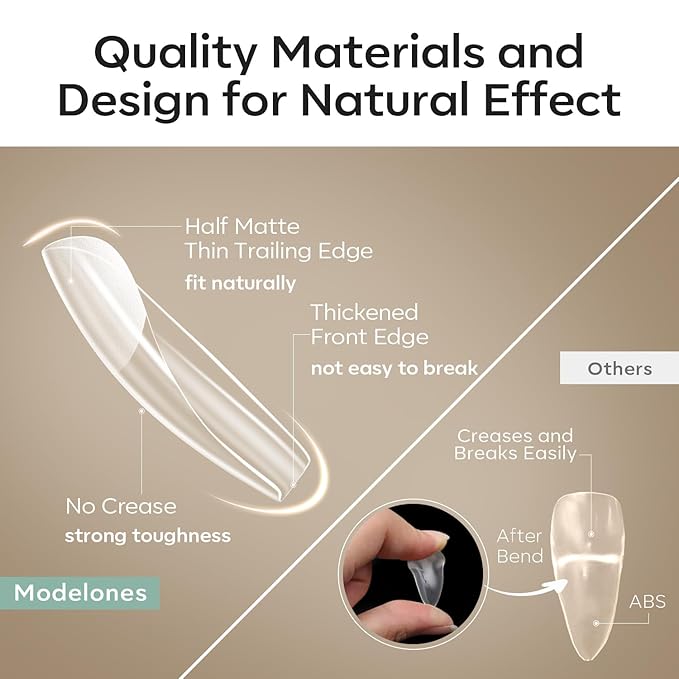 modelones Long Square Nail Tips, 3XXXL Straight Pre-shaped Soft Gel Tips Fake Nails False Acrylic Clear Full Cover Press on Extension Kit Gel Manicure DIY at Home 216PCS 12Sizes