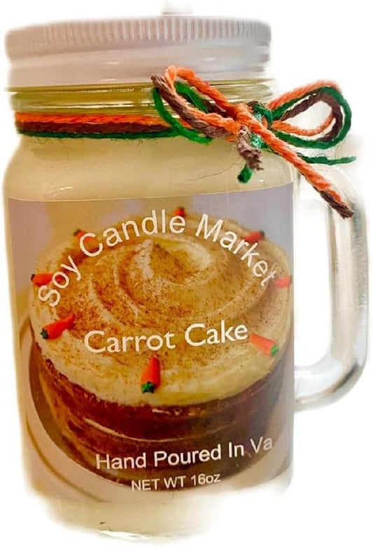 Soy Scented Candles | Handmade & Highly Aromatic Candles Burns Upto 85 Hours in Glass Jar - Perfect for Home Decor, Wedding, Birthday, Dinner (Carrot Cake, 12 oz)