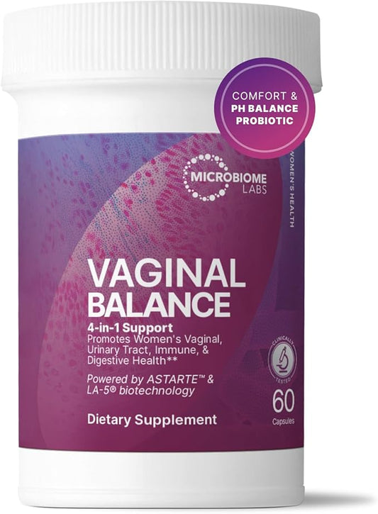 Microbiome Labs Vaginal Balance - Vaginal Probiotics for Women with Lactobacillus Gasseri - Feminine Care to Encourage pH Balance for Women, Reduce Discomfort & Support Gut Health (60 Capsules)