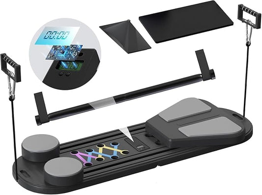 Pilates Board, Pilates Reformer Set with Timer, Multifunctional Abdominal Board Ab Core Trainer Home Workout Equipment
