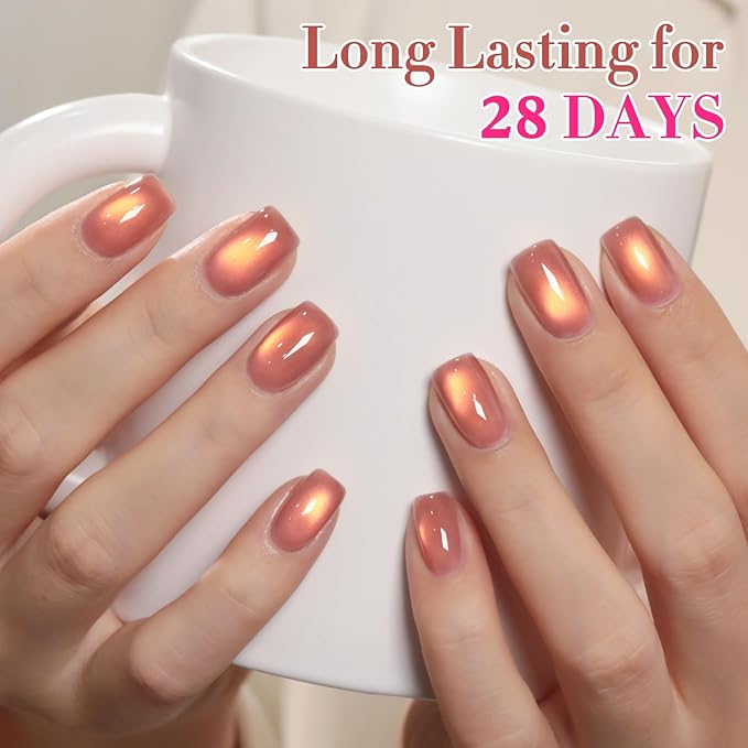 Double Rhythm Jelly Glass Cat Eye Gel Polish with Magnet 15ML Holographic Glitter Shimmer Translucent Sheer Color Magnetic Polish Salon DIY at Home (Grape Gold-MC1247)