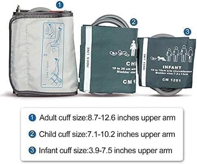 CONTEC-08A Blood Pressure Monitor-Automatic Digital BP Machine with 3 Sizes Cuff for Home Use,Large LCD Display,for 3 User 3x100 Memory