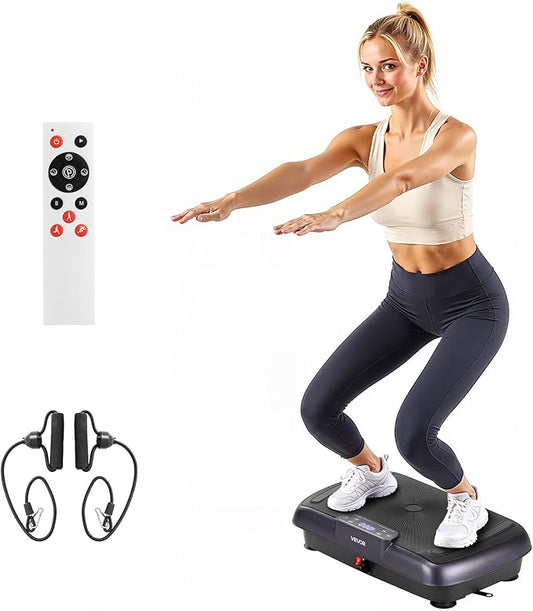 VEVOR Vibration Plate Exercise Machine, Whole Body Shaker for Lymphatic Drainage and Weight Loss, Home Workout Gym Fitness Equipment with 2 Resistance Bands, Vibrating Platform for Women Men