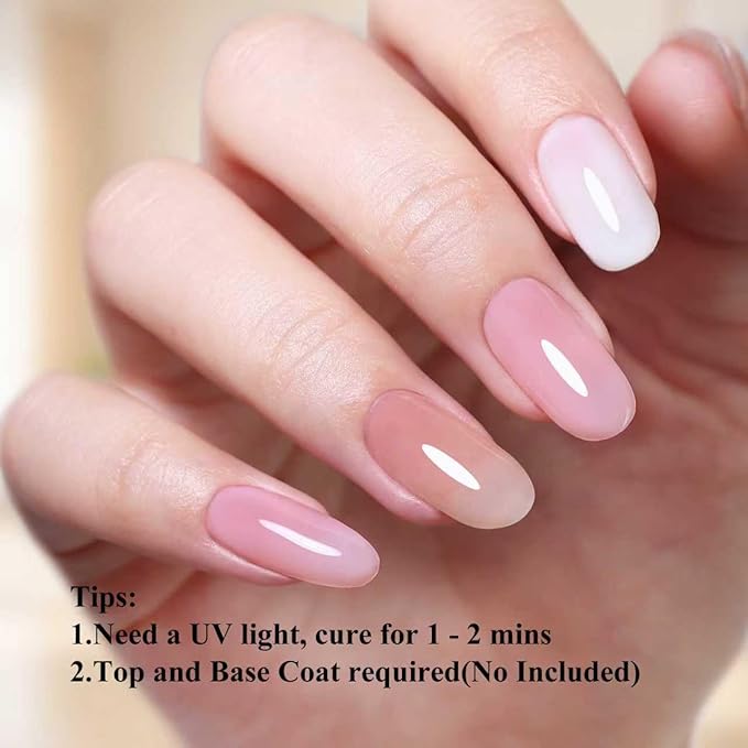 10ml Hema-Free Transparent Jelly Gel Nail Polish Set 6 Colors Sheer Nude Milky White Pink Art DIY Salon Gift for Women