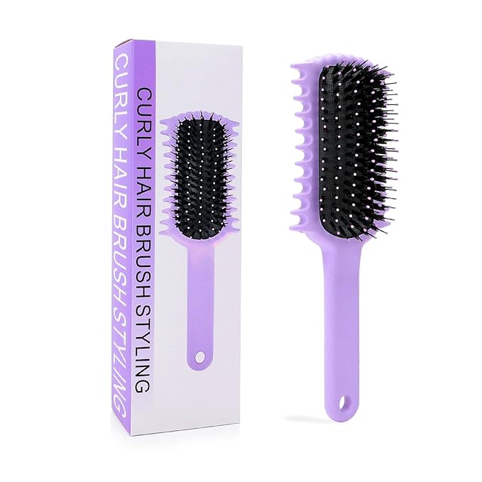 Curly Hair Brush, Volume Curl Defining Brush for Detangling Shaping and Styling Women's Curls, Reduce Pulling (Purple)