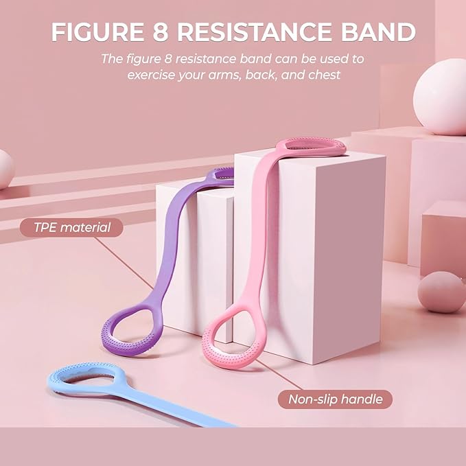 Resistance Band Set for Women, Loop Fabric Resistance Bands for Working Out, Figure 8 Resistance Band for Back, Flat Bands for Exercise for Physical Therapy, Strength Training