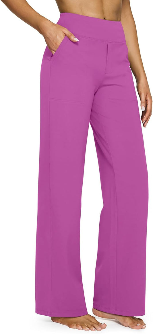 G4Free Yoga Pants Women Wide Leg Pants with Pockets High Waist Stretch Dress Casual Sweatpants Petite/Regular/Tall