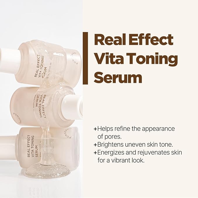 PONGDANG Real Effect Vita Toning Serum | Pore-Refining & Skin-Brightening Care | Lightweight, Non-Greasy Formula with 12 Vitamins, Niacinamide & White Truffle | Korean Skin Care