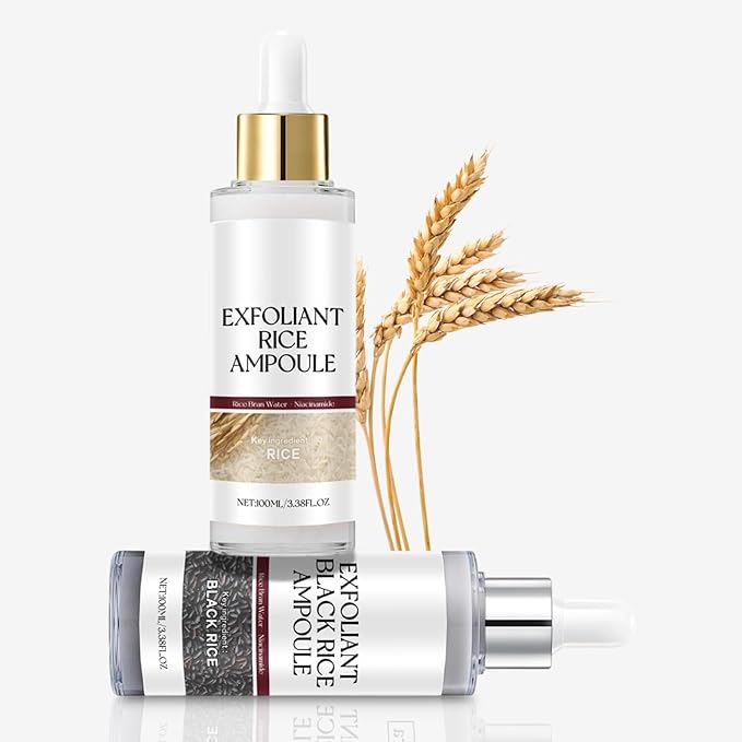 Black and White Rice Peeling Ampoule，2025 New Soft Exfoliating Face and Body Scrub，Black and White Rice Exfoliant for All Skin (White+Black, 3.38 Fl Oz (Pack of 1))