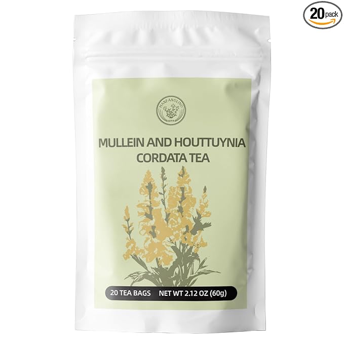 Mullein and Houttuynia Cordata Herbal Tea -Lung Clean,Detox & Respiratory Support,Moisturizing and Nourishing Lung, Natural Herb,20 Tea Bags 60g(2.12oz)