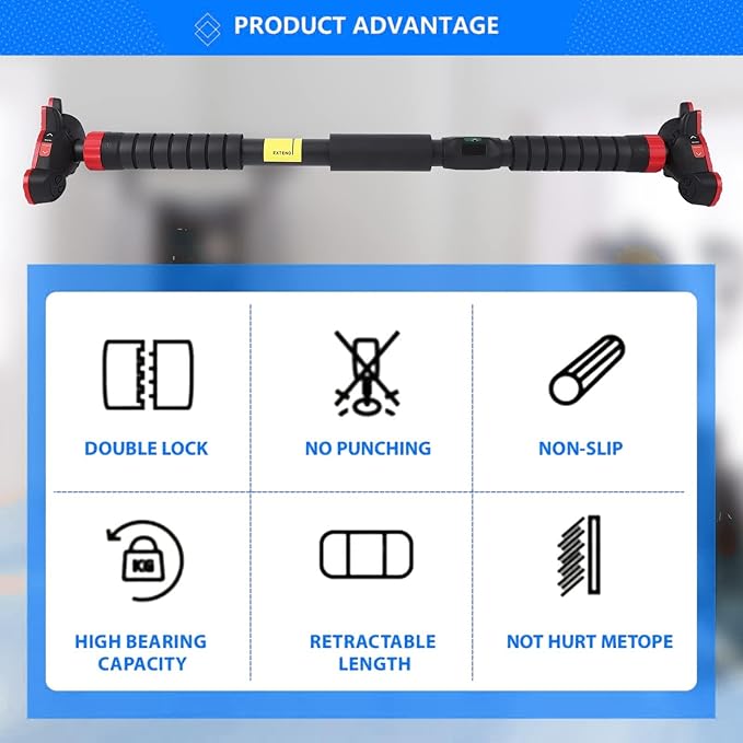 Pull Up Bar, Adjustable Strength Training Bars Without Screw, Adjustable Width Chin Up Bar for Doorway, Max Load 440 Lbs