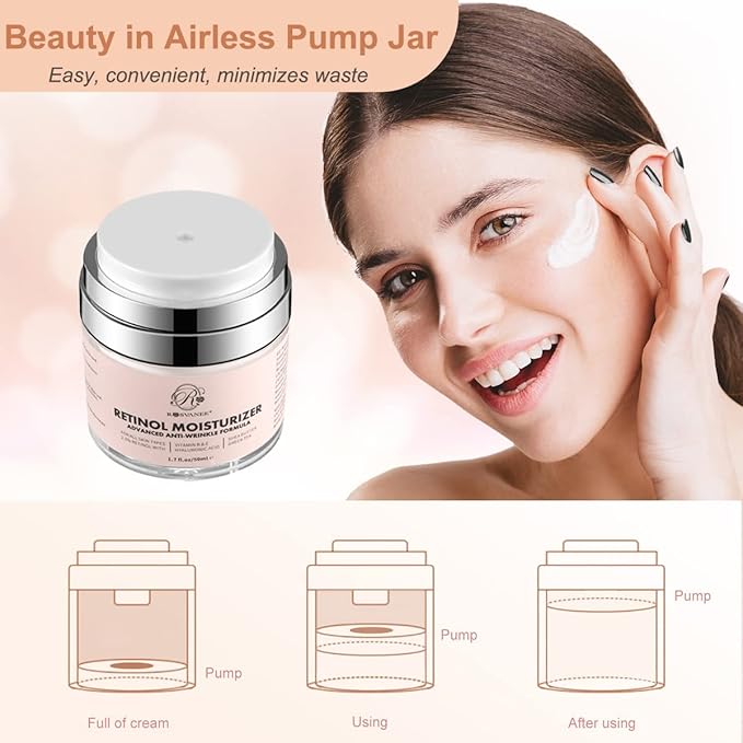 Retinol Cream Face Moisturizer for Women Men Anti Aging Wrinkle Cream with Retinol, Nacinamide, AH-8 Peptides, Botanical Extracts Facial Eye Cream for Day Night