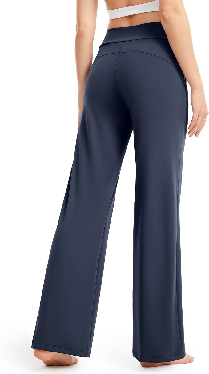 AFITNE Womens Wide Leg Yoga Pants with Pockets High Waist Stretch Dress Casual Pants Loose Lounge Sweatpants 28"/30"/32"