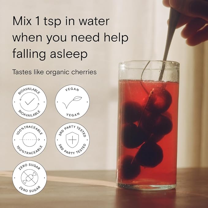 Moon Juice - Sleepy Magnesi-Om, Cherry - Jar (35 Servings) - Rest Support Aid - Plant Based Melatonin, Magnesium & L-Theanine - 3rd Party Tested - 100% Traceable - Glass Jar - Vegan, Non GMO - 4.2oz