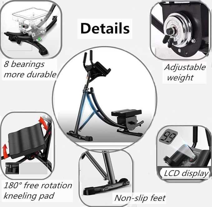 Ab Machine - Adjustable Core Trainer for Home Gym, Foldable Abdominal Strength Training Workout Equipment for Women and Men,Ab Cruncher 550 lbs Weight Capacity Strength Training