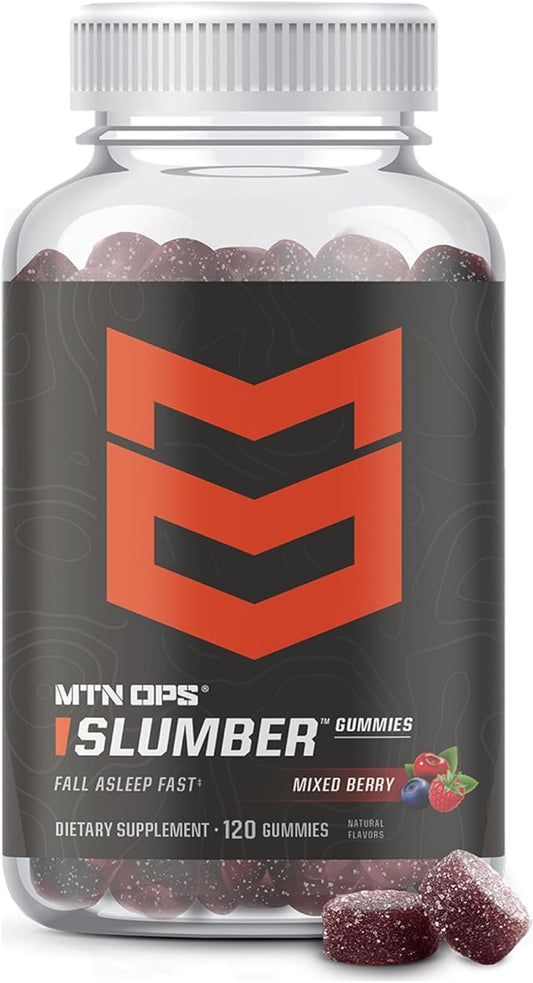 MTN OPS Slumber Sleep Gummies – 60 Servings, Tart Cherry 1000mg, Melatonin 2.5mg, Chamomile, Natural Flavors, Made in USA, Mixed Berry, Nighttime Sleep Aid