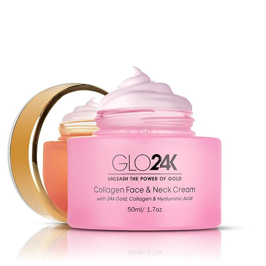 GLO24K Moisturizer Face Cream with 24K Gold, Vitamins – Collagen Retinol Hyaluronic Acid – Hyaluron Acid Cream for Hydration & Overnight Skin Renewal, Night Cream