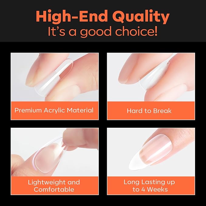 modelones Medium Square Nail Tips, Pre-shaped Soft Gel Tips Fake Nails False Acrylic Clear Full Cover Press on Extension Kit Gel Manicure DIY at Home 216PCS 12Sizes