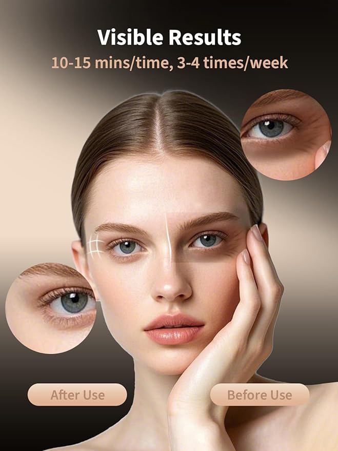 Red Light Therapy for Eyes, Portable Cordless Under-Eye Red Light Therapy Mask with NIR, 5 Modes with Timing Function, Rechargeable Eye Mask for Home Skincare