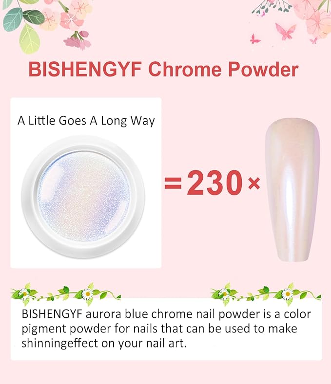 Chrome Nail Powder - Pearl Chrome Nail Powder Glitter Powder, Aurora Chrome Nail Powder Ice Translucent Iridescent Mermaid Pigment Dust Nail Powder Kit For Manicure Decoration DIY