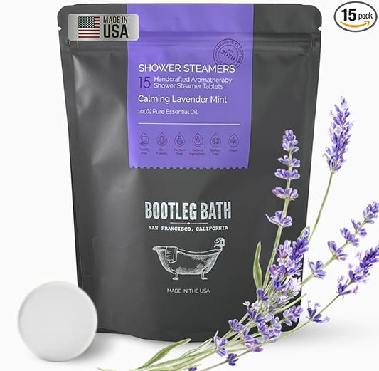Shower Steamers Aromatherapy Lavender 15 Pack, 100% Pure Essential Oil, All Natural, for Men and Women, Made in USA