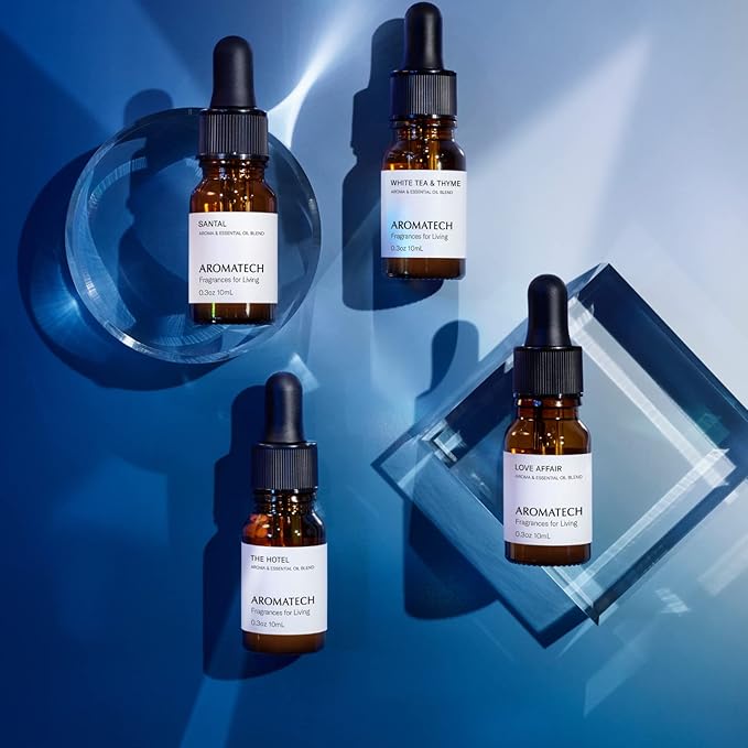 AromaTech The Bestsellers Set | Gift Set of Aroma Diffuser Essential Oils Blend of Santal, The Hotel, White Tea & Thyme, and Love Affair - 10 mL (4 Pack)