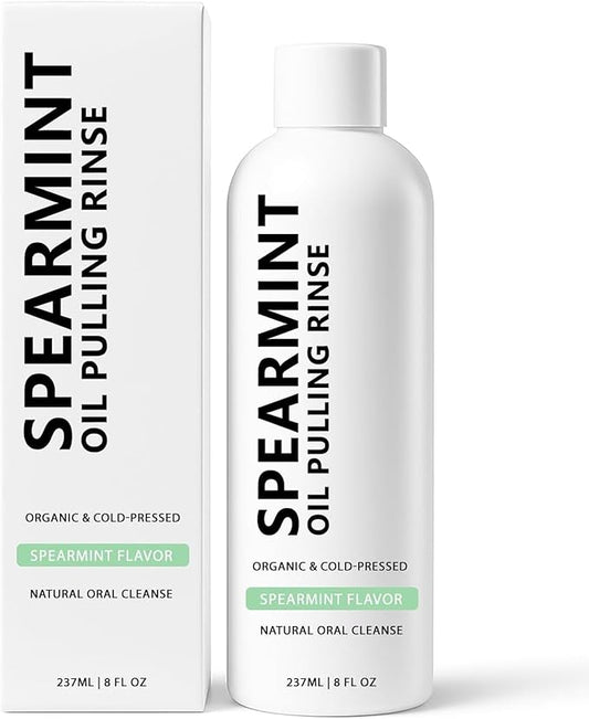 Spearmint Oil Pulling Rinse, Cold-Pressed Coconut Oil for Whitening Teeth Mouthwash, Powerful Organic Peppermint Oil Maintain Gum Health & Oral Cleaner & Freshness Breath, Mint (1)