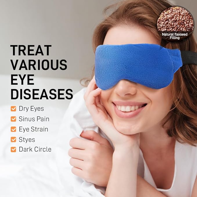 Microwave Heated Eye Mask for Dry Eyes, Moist Heat Eye Compress Weighted Warm Eye Mask for Dry Eyes, Stye Eye Treatment, Puffy Eyes, Sleeping, Relaxation, Therapy (Blue)