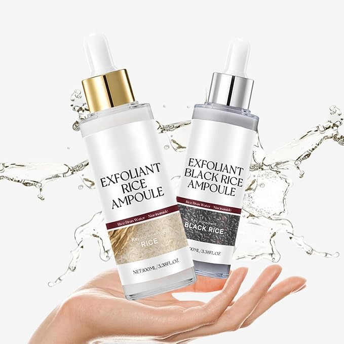 Black and White Rice Peeling Ampoule，2025 New Soft Exfoliating Face and Body Scrub，Black and White Rice Exfoliant for All Skin (White+Black, 3.38 Fl Oz (Pack of 1))